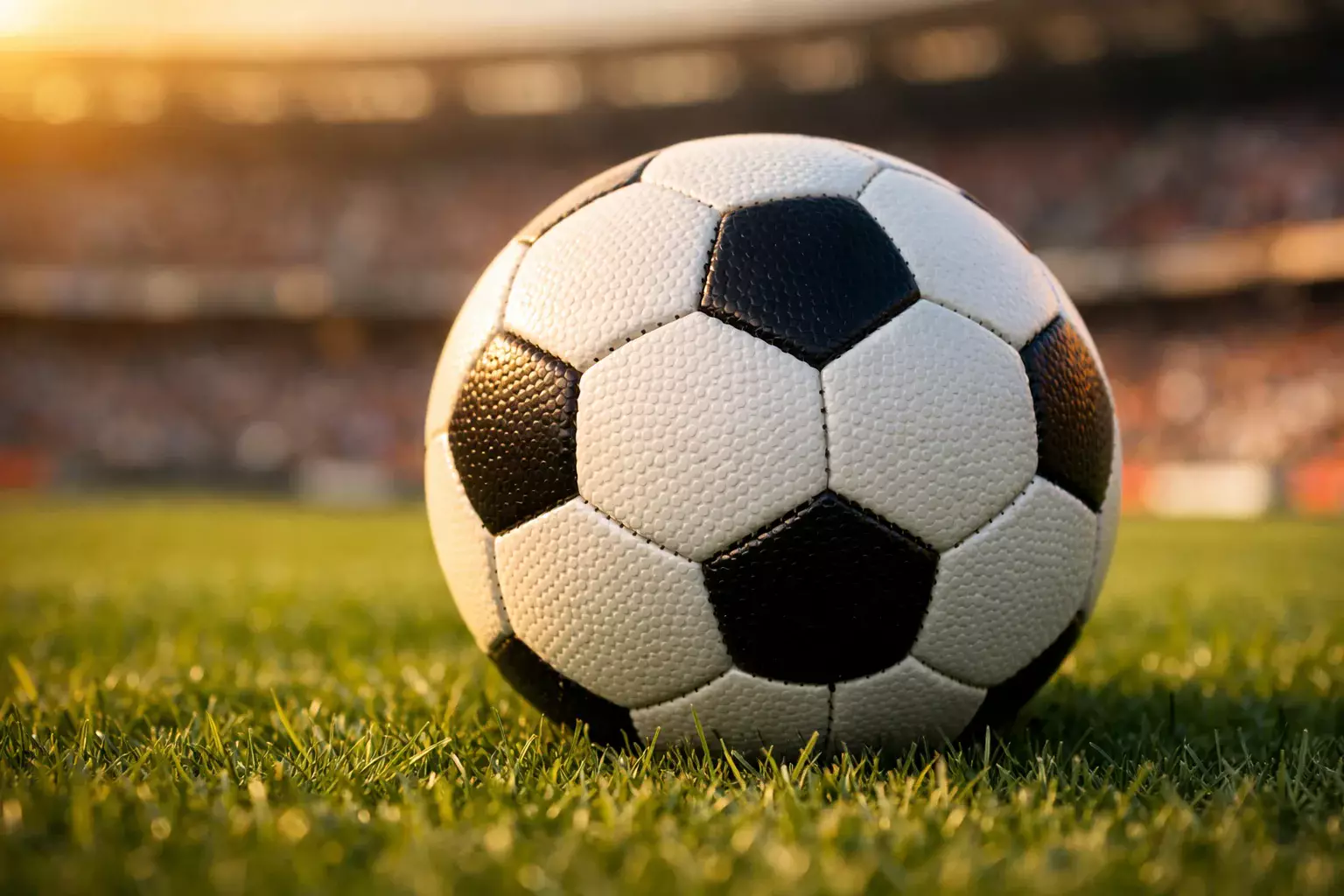Piłka nożna na murawie stadionu piłkarskiego